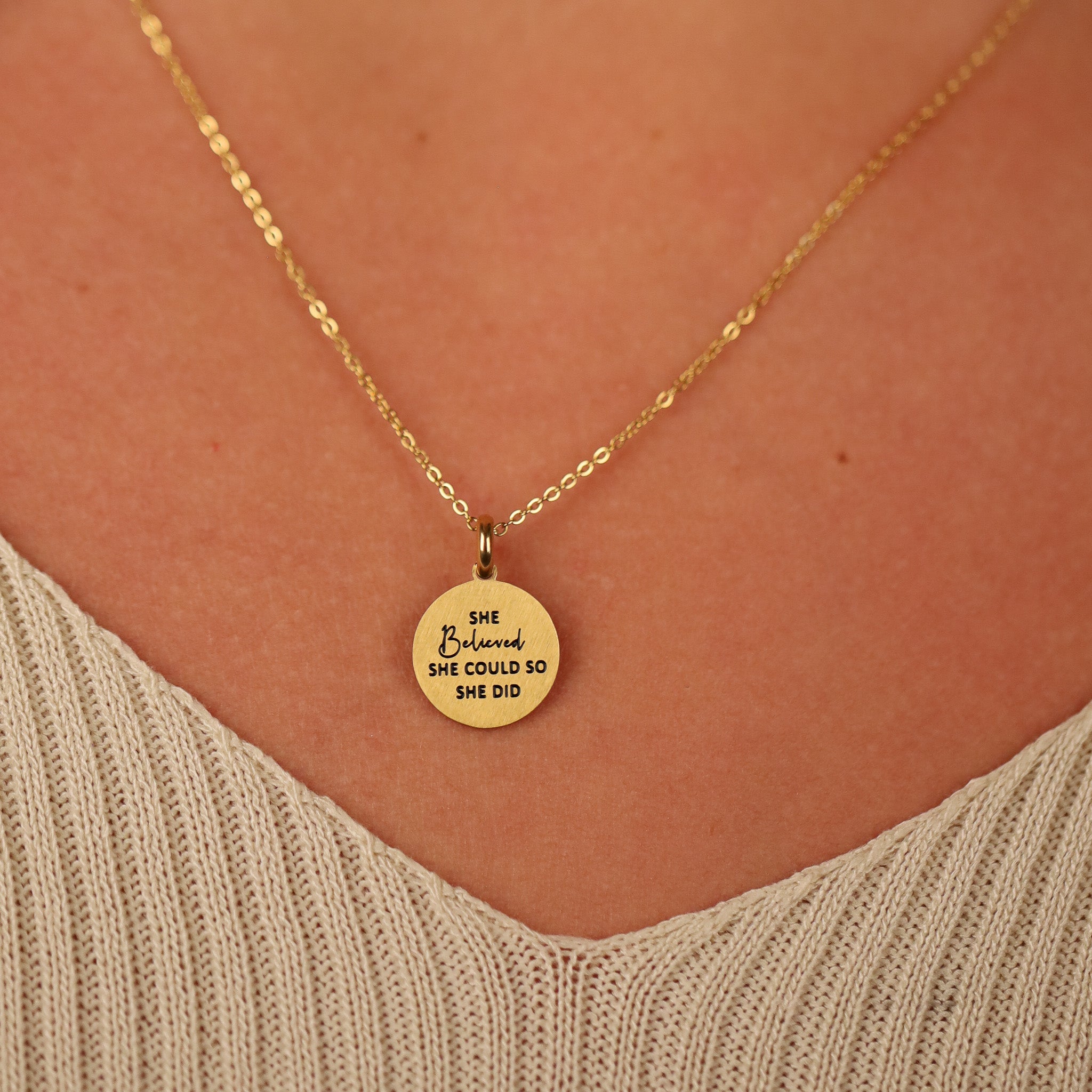 SHE BELIEVED SHE COULD SO SHE DID PENDANT - Inspiration Co.