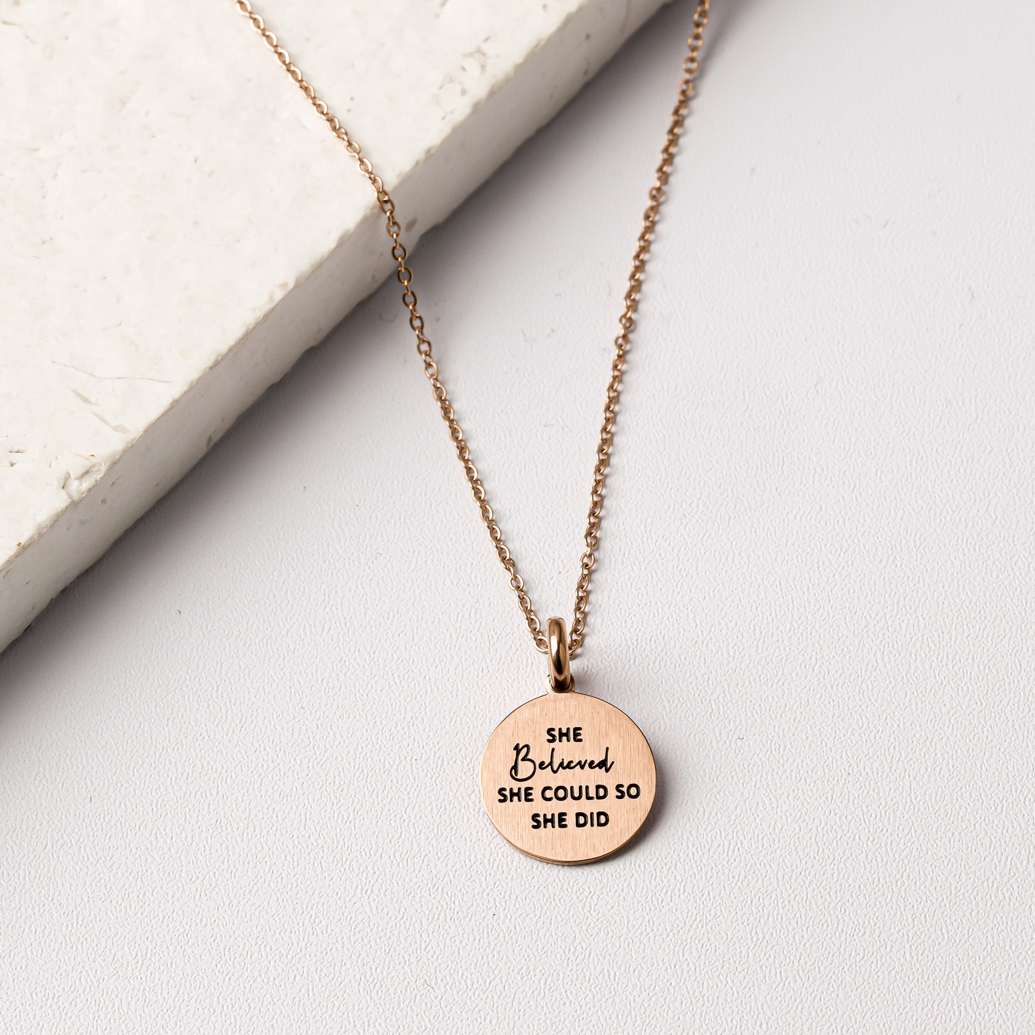 SHE BELIEVED SHE COULD SO SHE DID PENDANT - Inspiration Co.