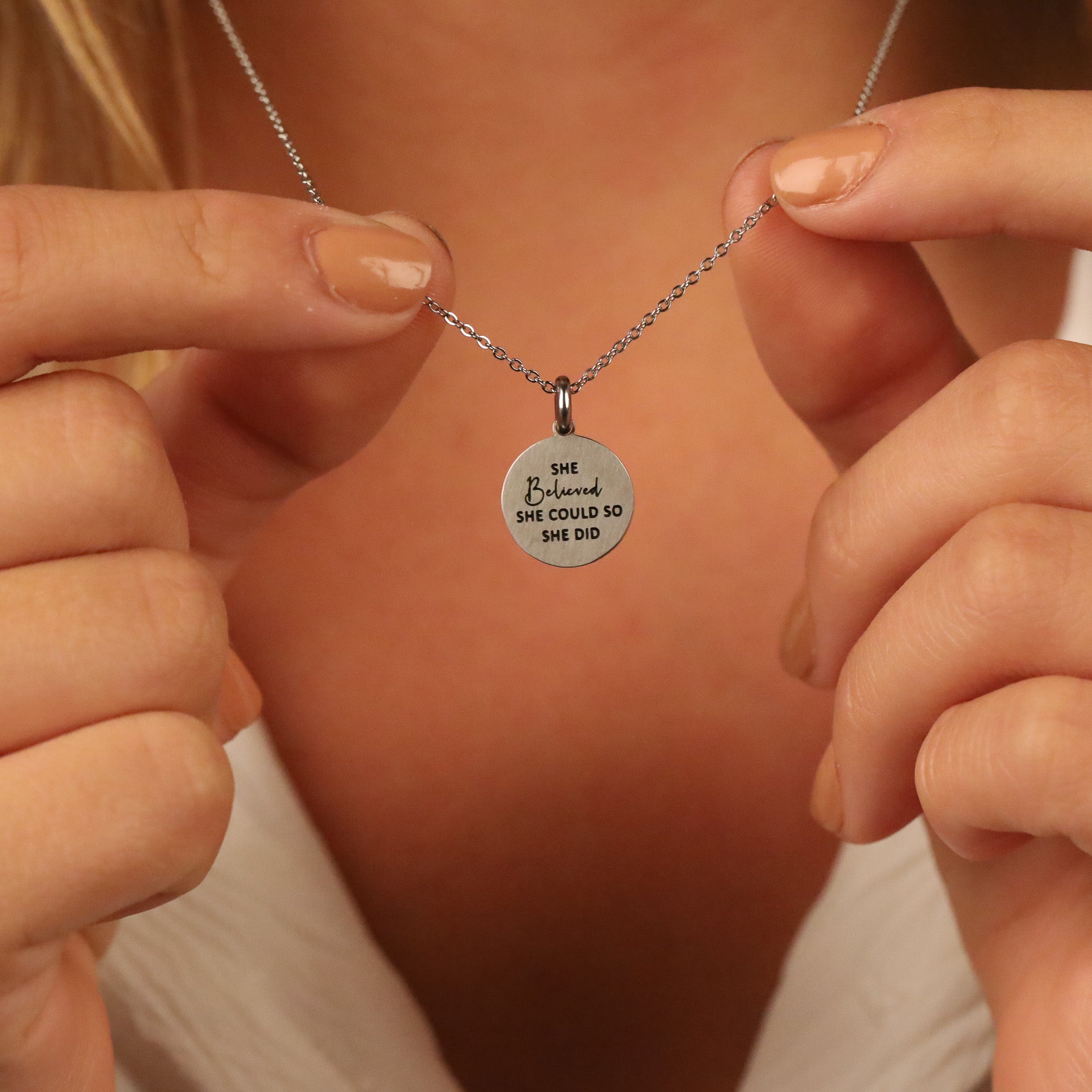 SHE BELIEVED SHE COULD SO SHE DID PENDANT - Inspiration Co.