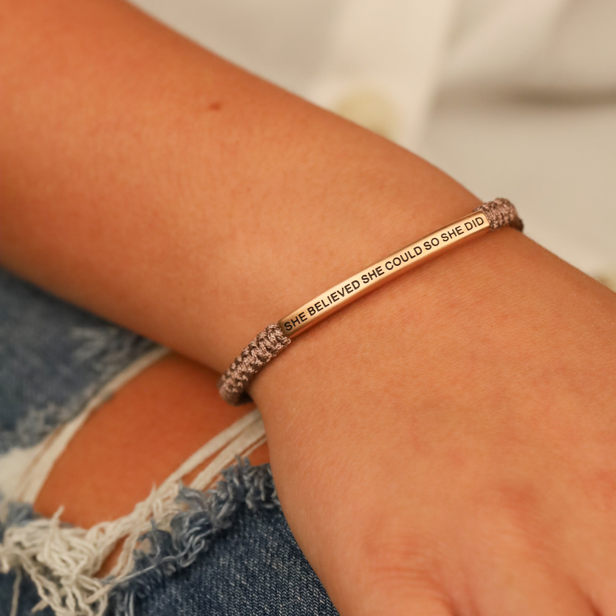 SHE BELIEVED SHE COULD SO SHE DID ROPE BRACELET - Inspiration Co.