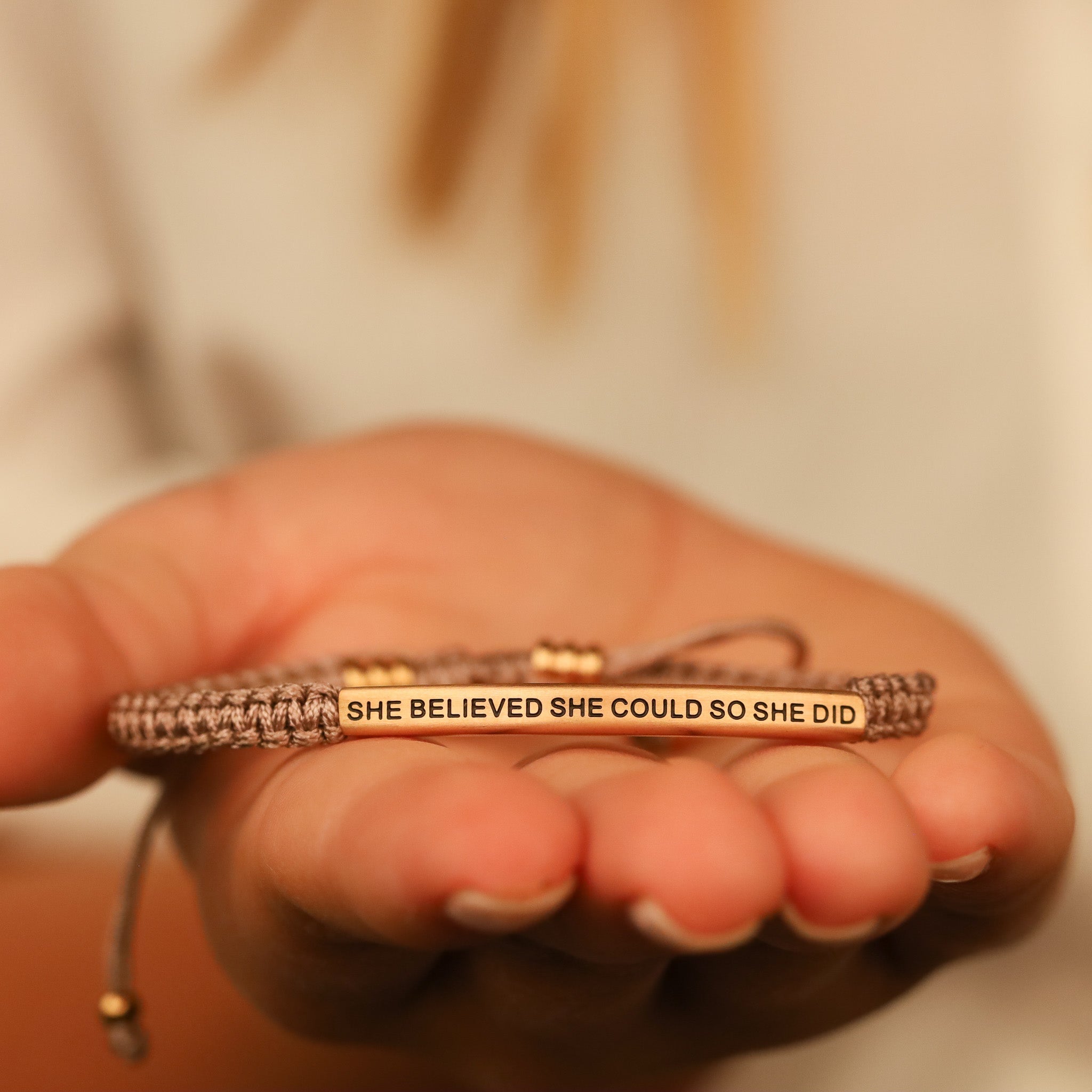 SHE BELIEVED SHE COULD SO SHE DID ROPE BRACELET - Inspiration Co.