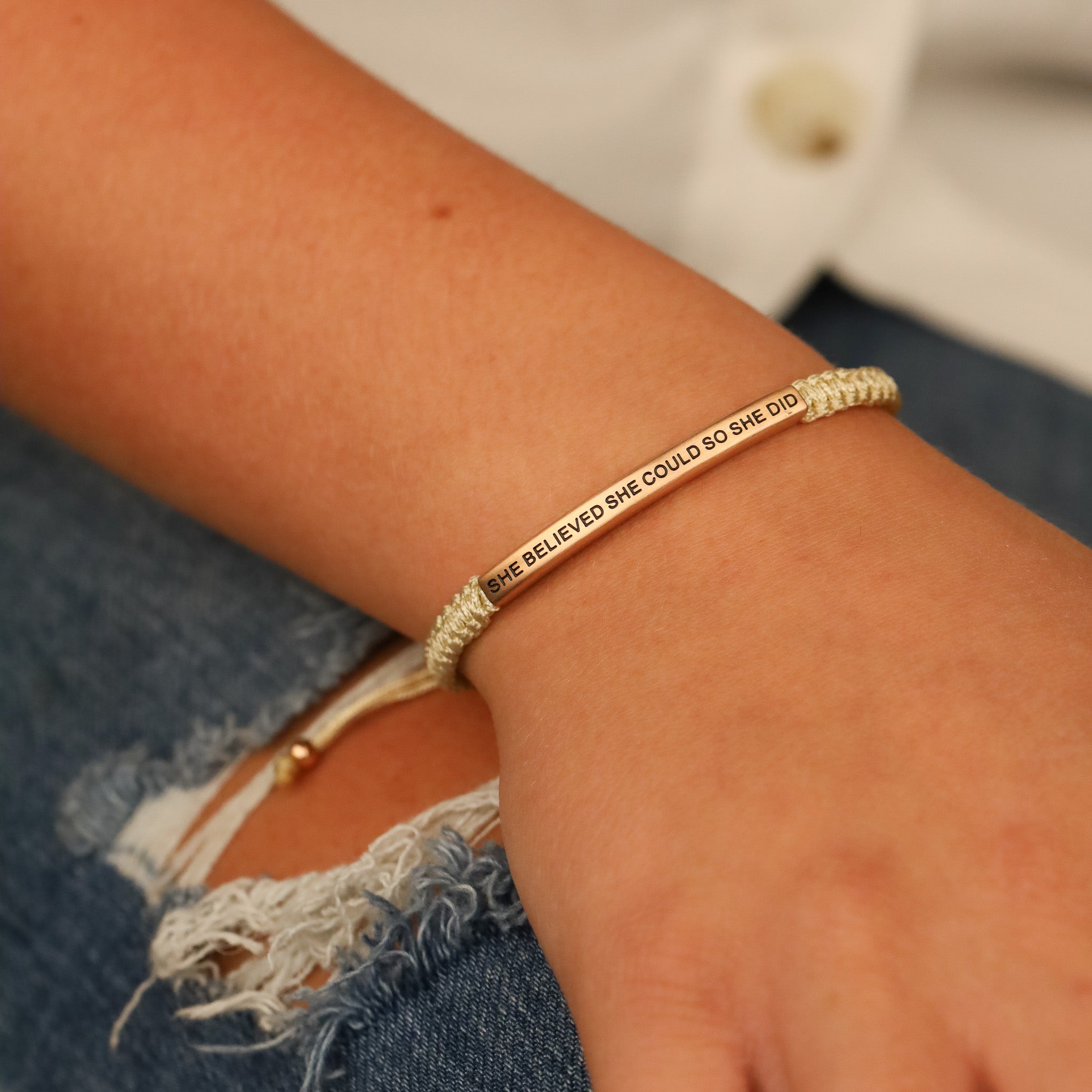 SHE BELIEVED SHE COULD SO SHE DID ROPE BRACELET - Inspiration Co.