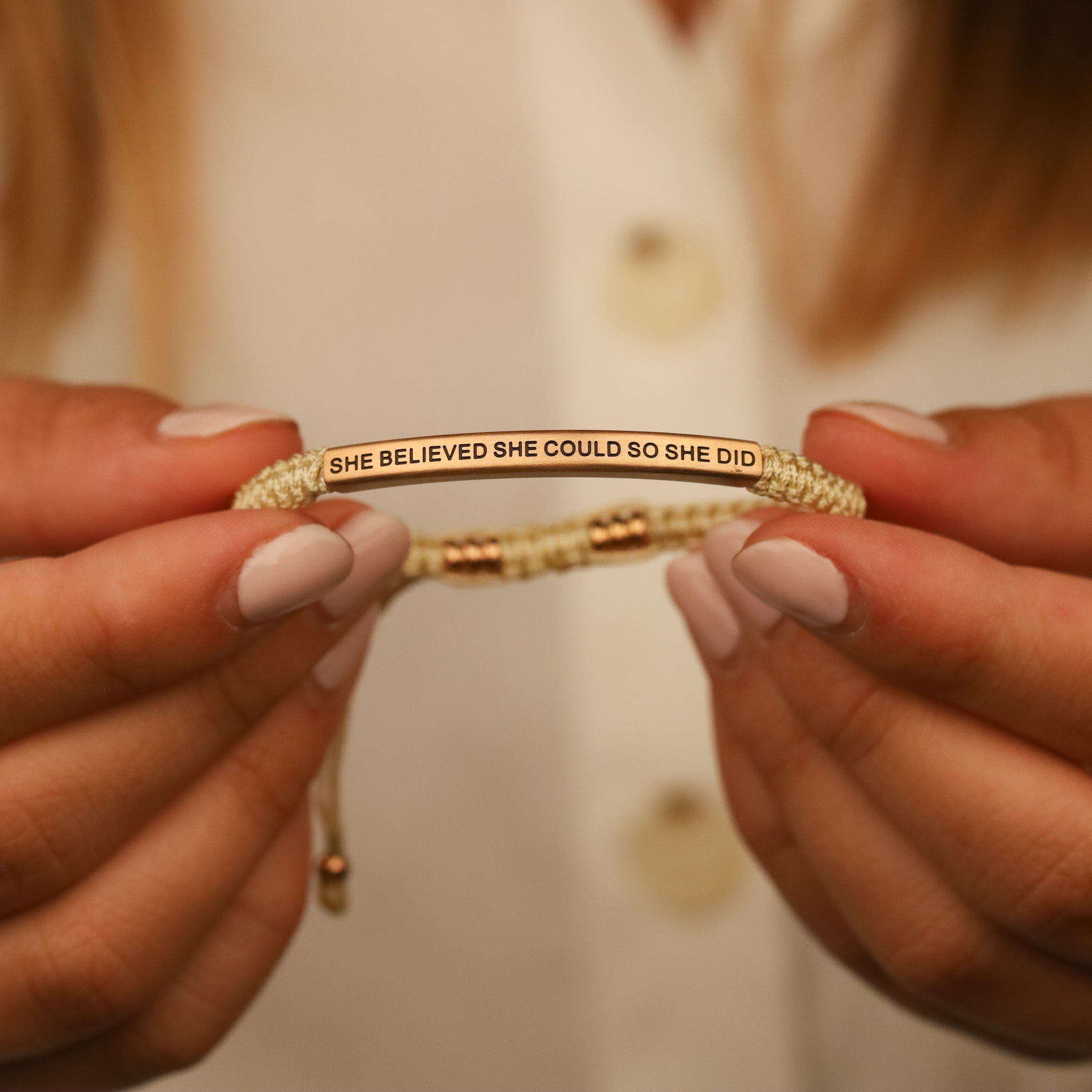 SHE BELIEVED SHE COULD SO SHE DID ROPE BRACELET - Inspiration Co.