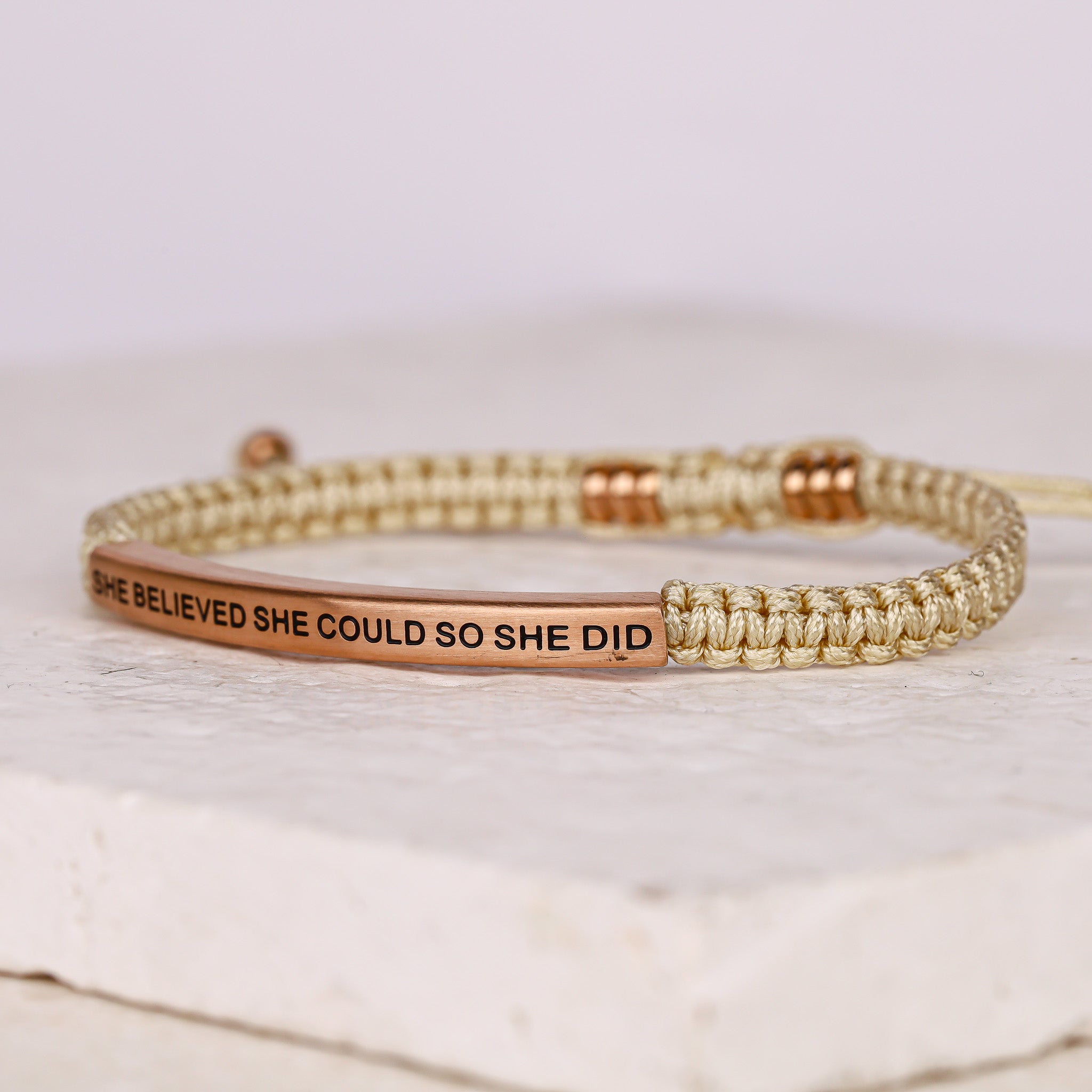 SHE BELIEVED SHE COULD SO SHE DID ROPE BRACELET - Inspiration Co.