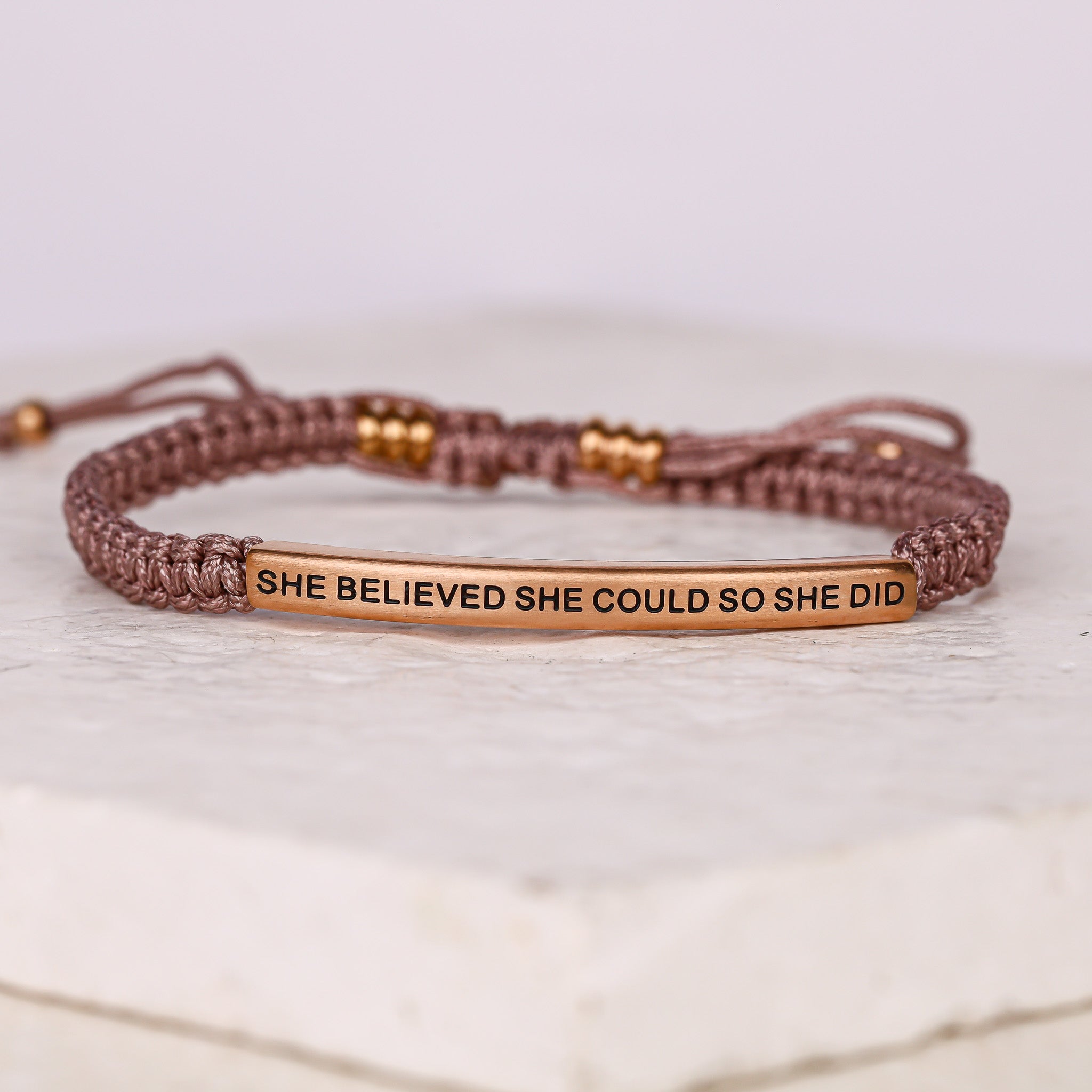 SHE BELIEVED SHE COULD SO SHE DID ROPE BRACELET - Inspiration Co.