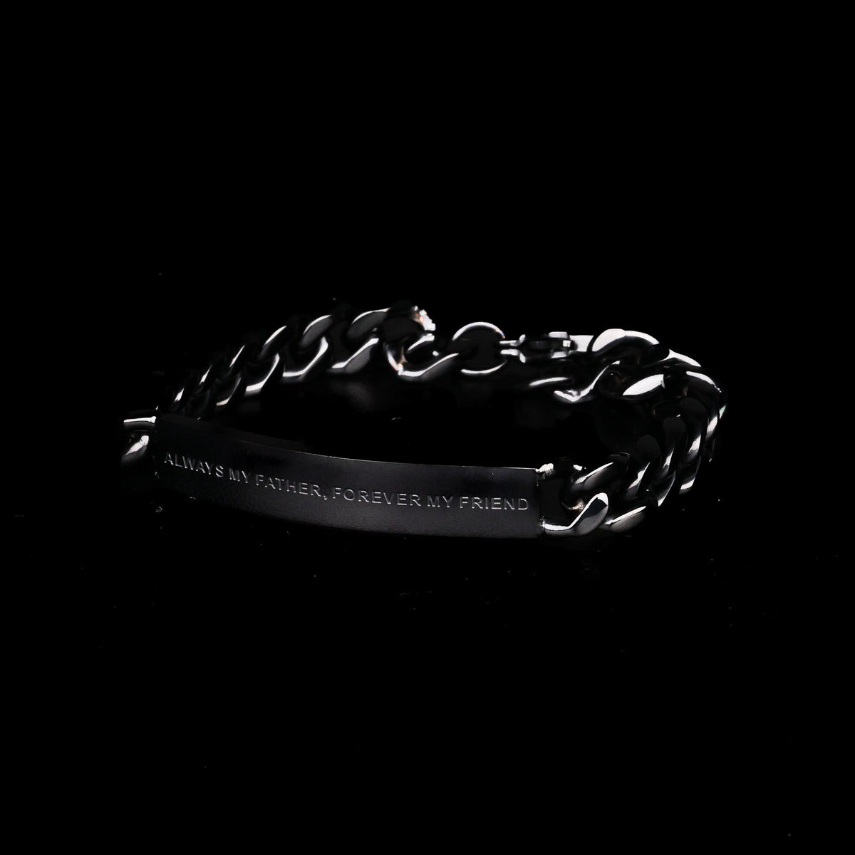 Black engraved bracelet for men