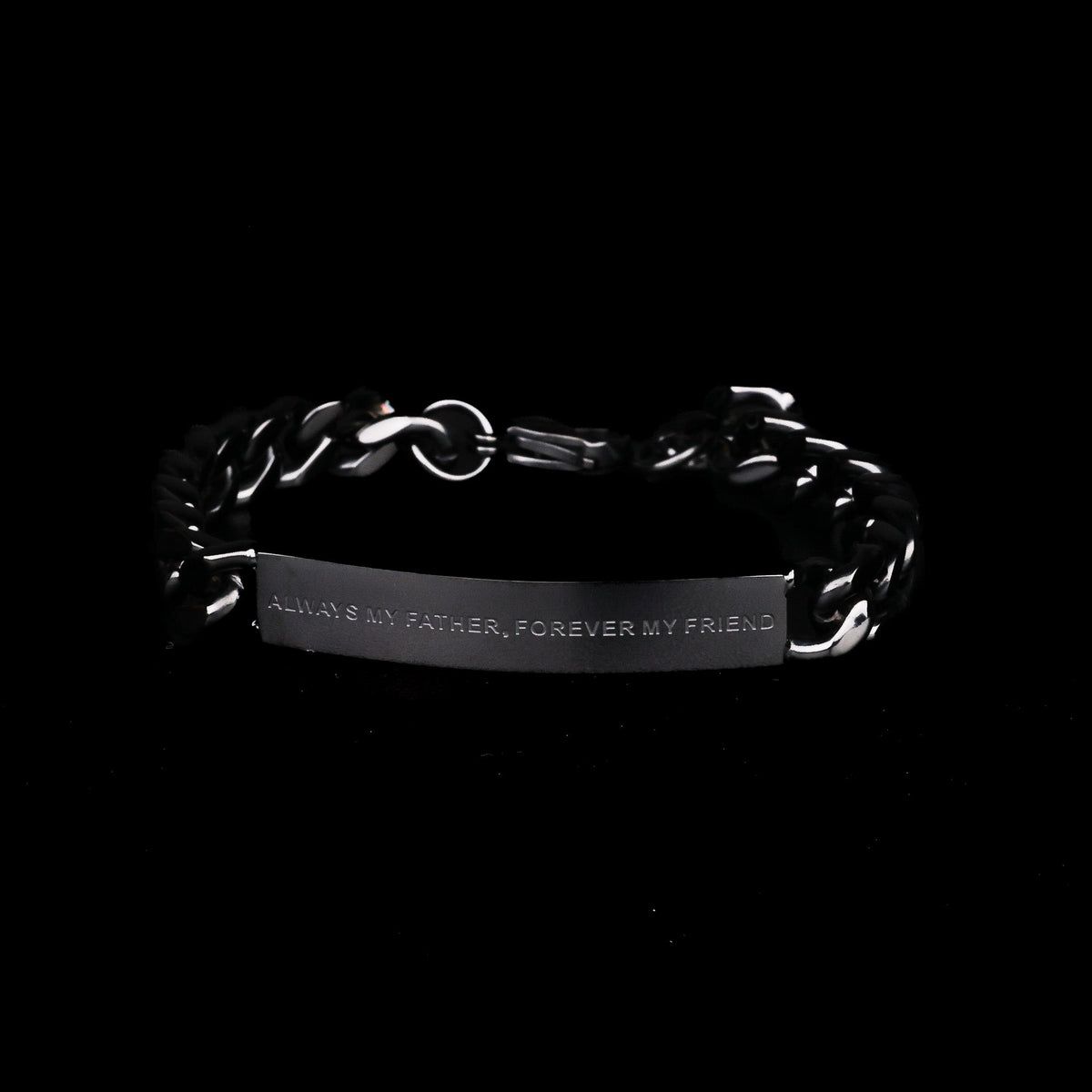 black engraved message bracelet for men