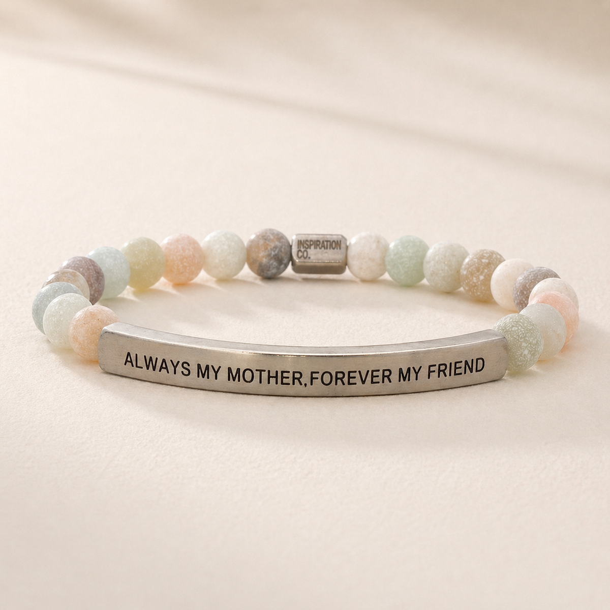 Meaningful engraved beaded bracelet for moms