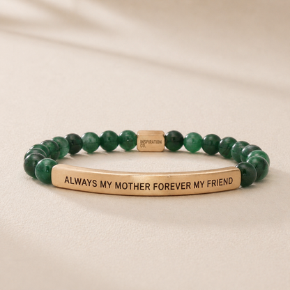Emerald engraved beaded bracelet