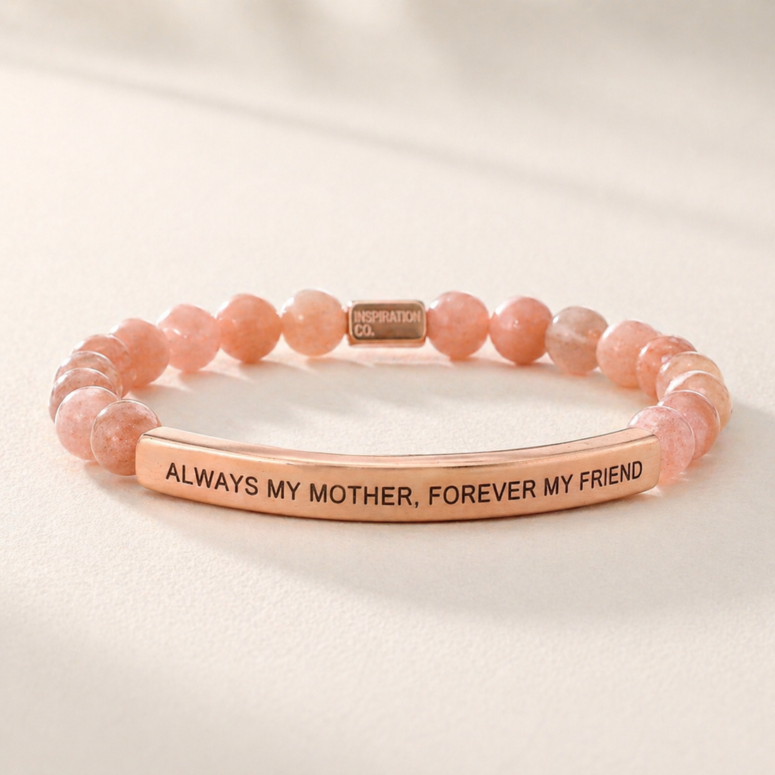 Engraved beaded bracelet for mom