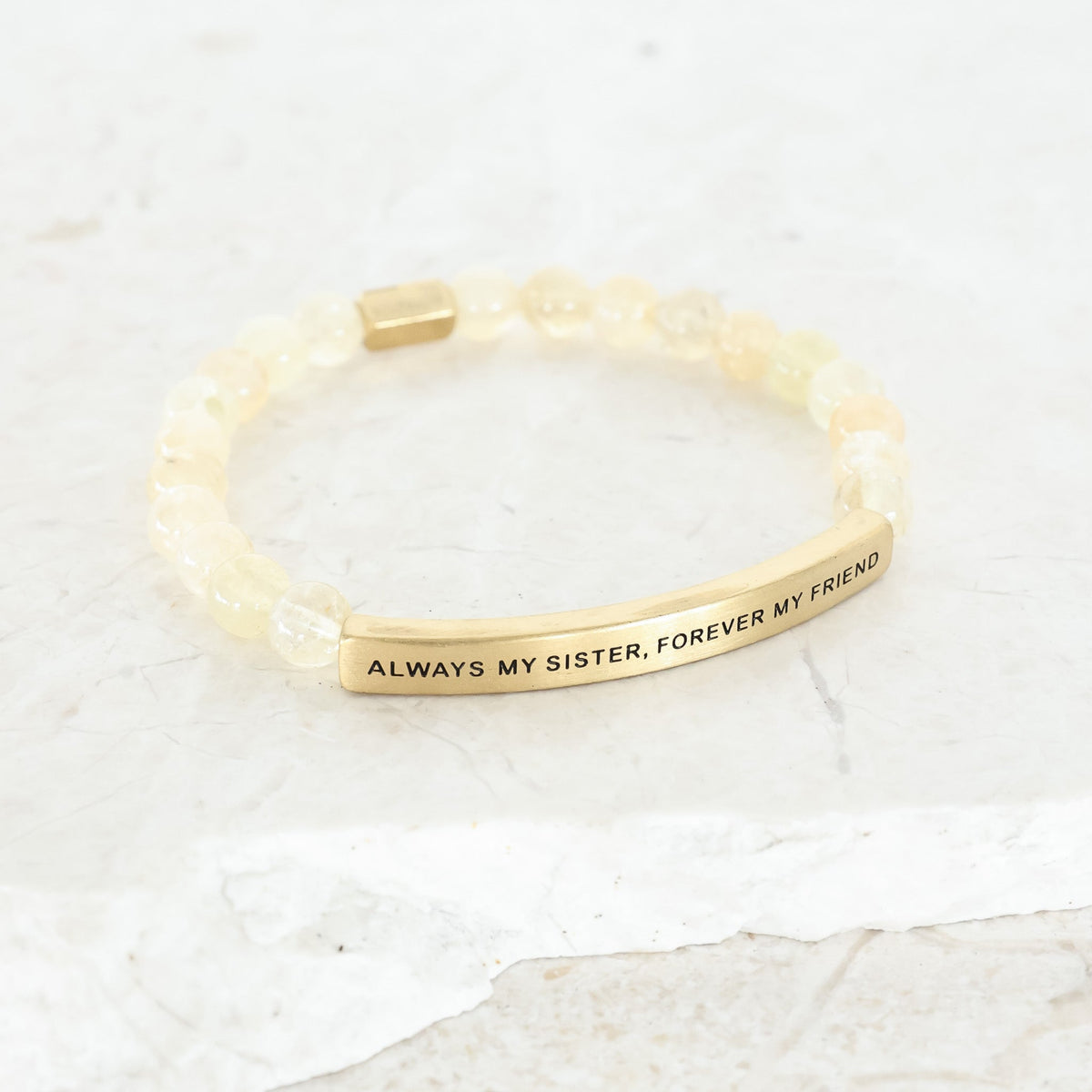 Engraved gemstone bracelet with beads