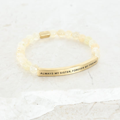 Engraved gemstone bracelet with beads