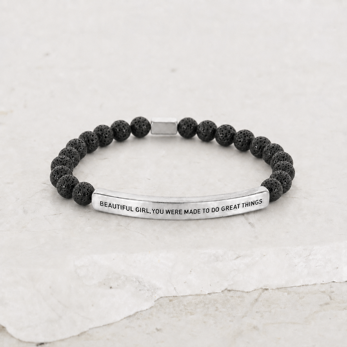 Lava stone beaded inspirational bracelet