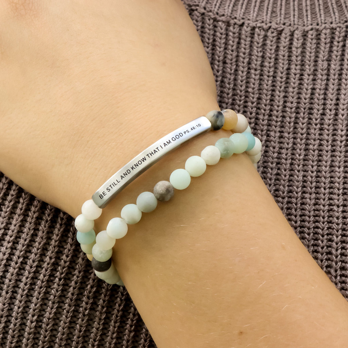 Engraved beaded motivational jewelry