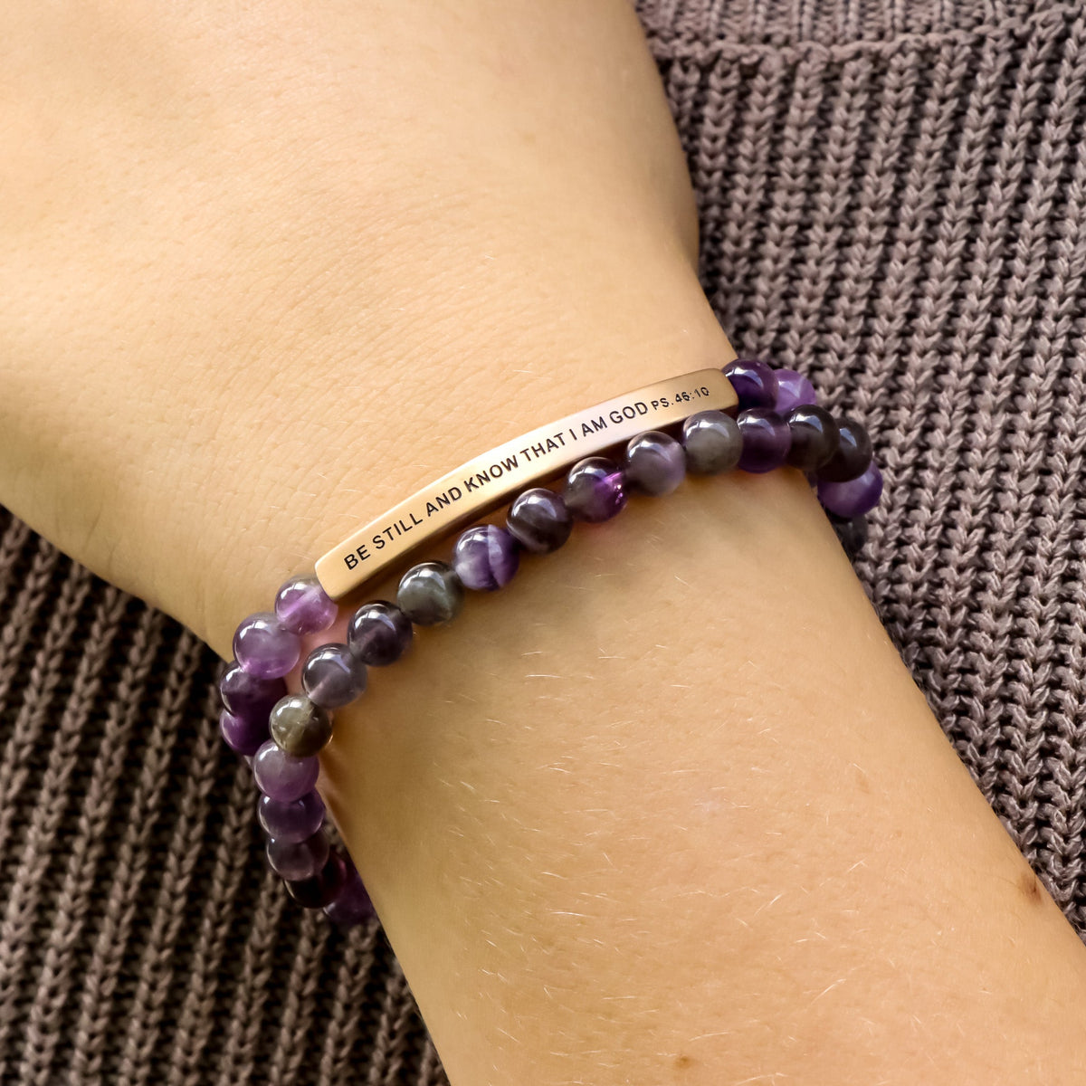 Engraved beaded bible verse bracelet
