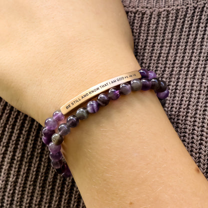 Engraved beaded bible verse bracelet