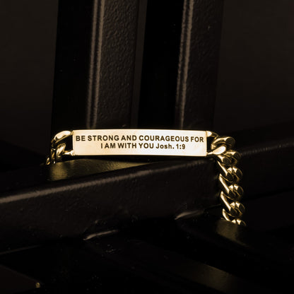 engraved gold mens chain bracelet