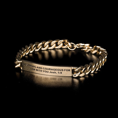 gold engraved mens chain bracelet