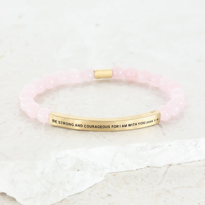 Quartz beaded engraved bracelet