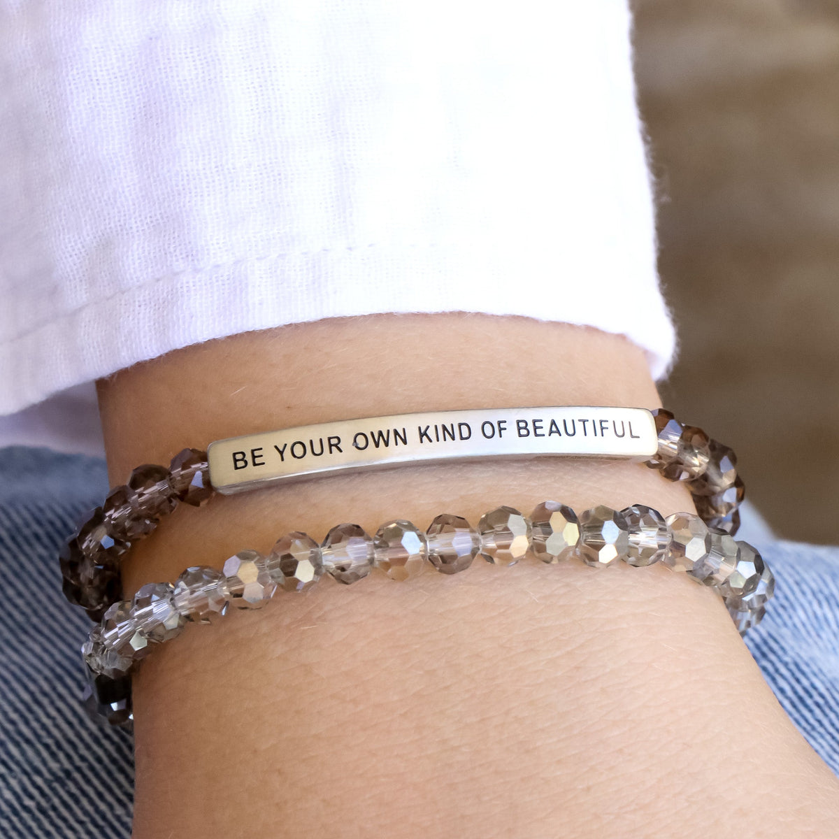 Meaningful engraved beaded bracelet for girls