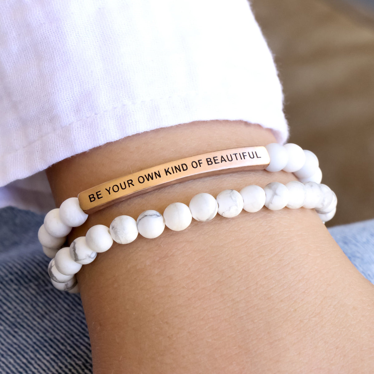 self love engraved beaded bracelet