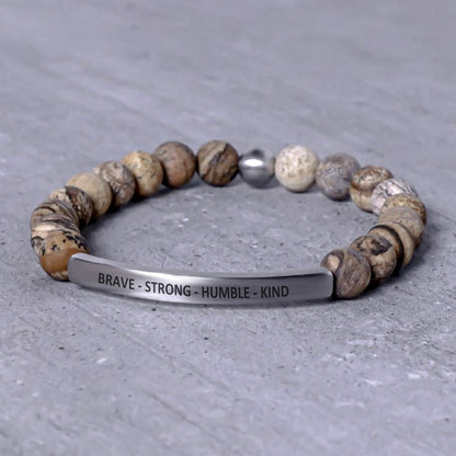 Wooden beaded engraved bracelet for men