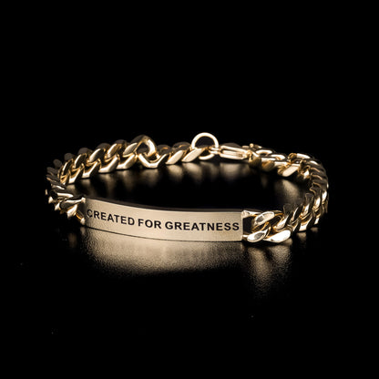 gold chain engraved bracelet for men