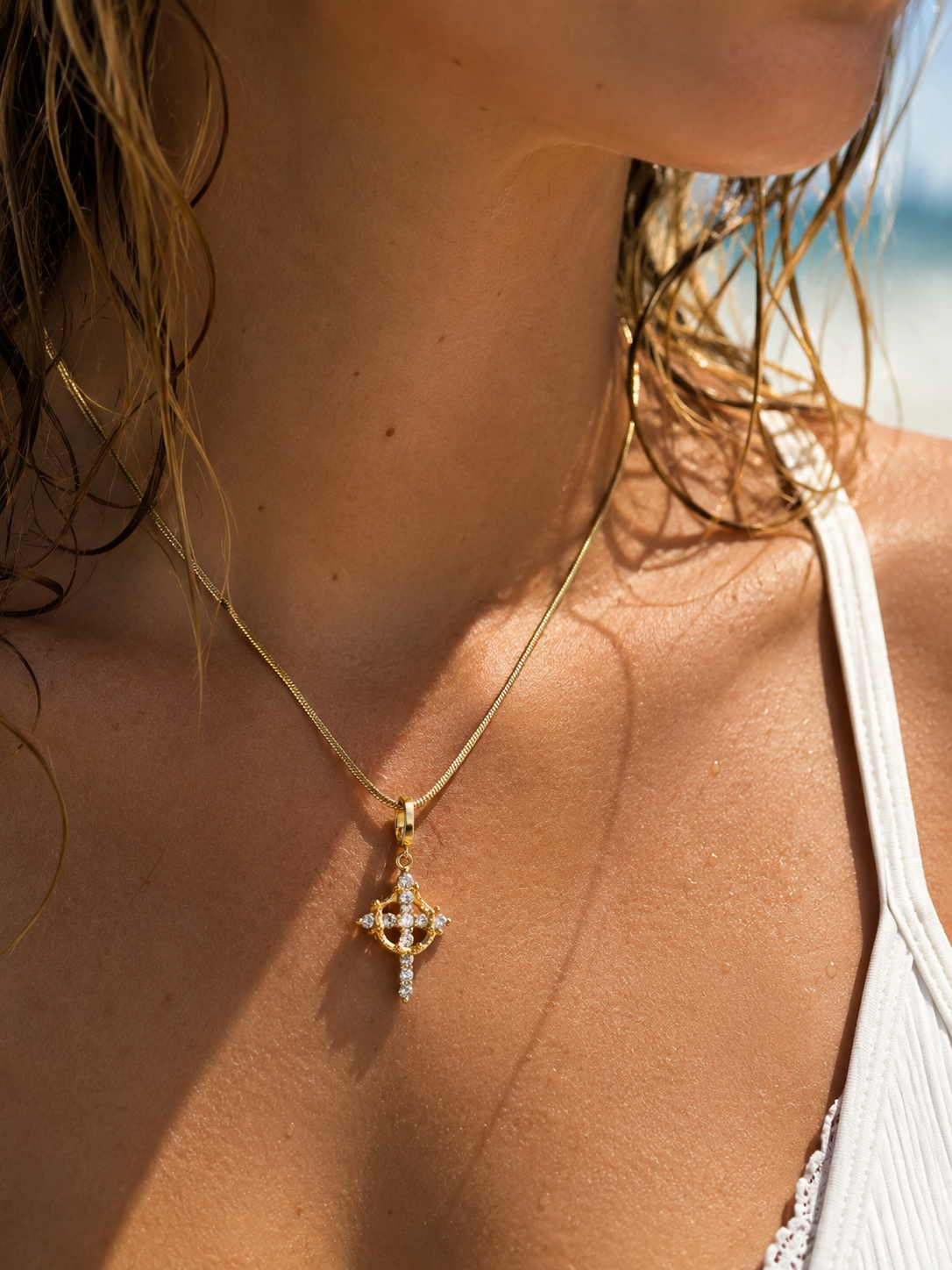 CROWNED CROSS CHARM