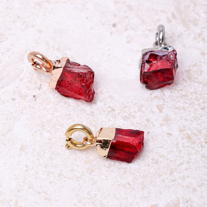 Garnet(JAN) Raw Birthstone Charm