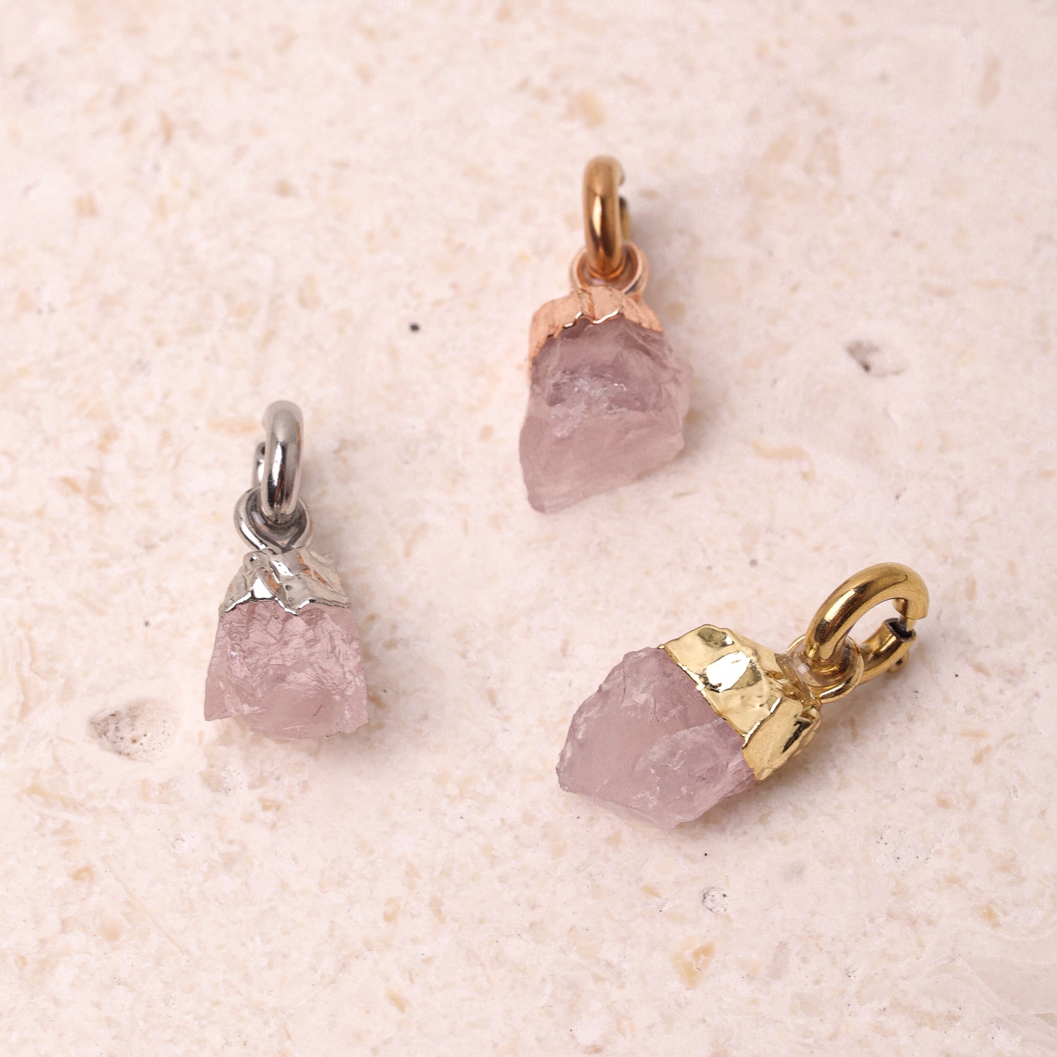 Rose Quartz(OCT) Raw Birthstone Charm