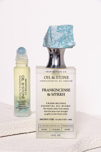 FRANKINCENSE &amp; MYRRH / TRANQUIL OASIS - AMAZONITE PREMIUM OIL PERFUME