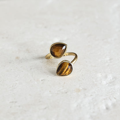 Tiger Eye Teardrop Ring