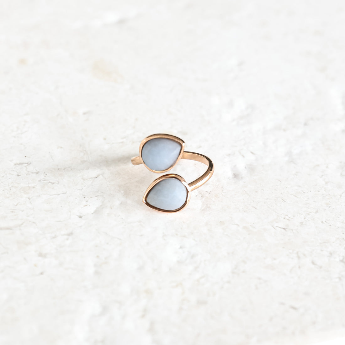 Blue Angelite Teardrop Ring