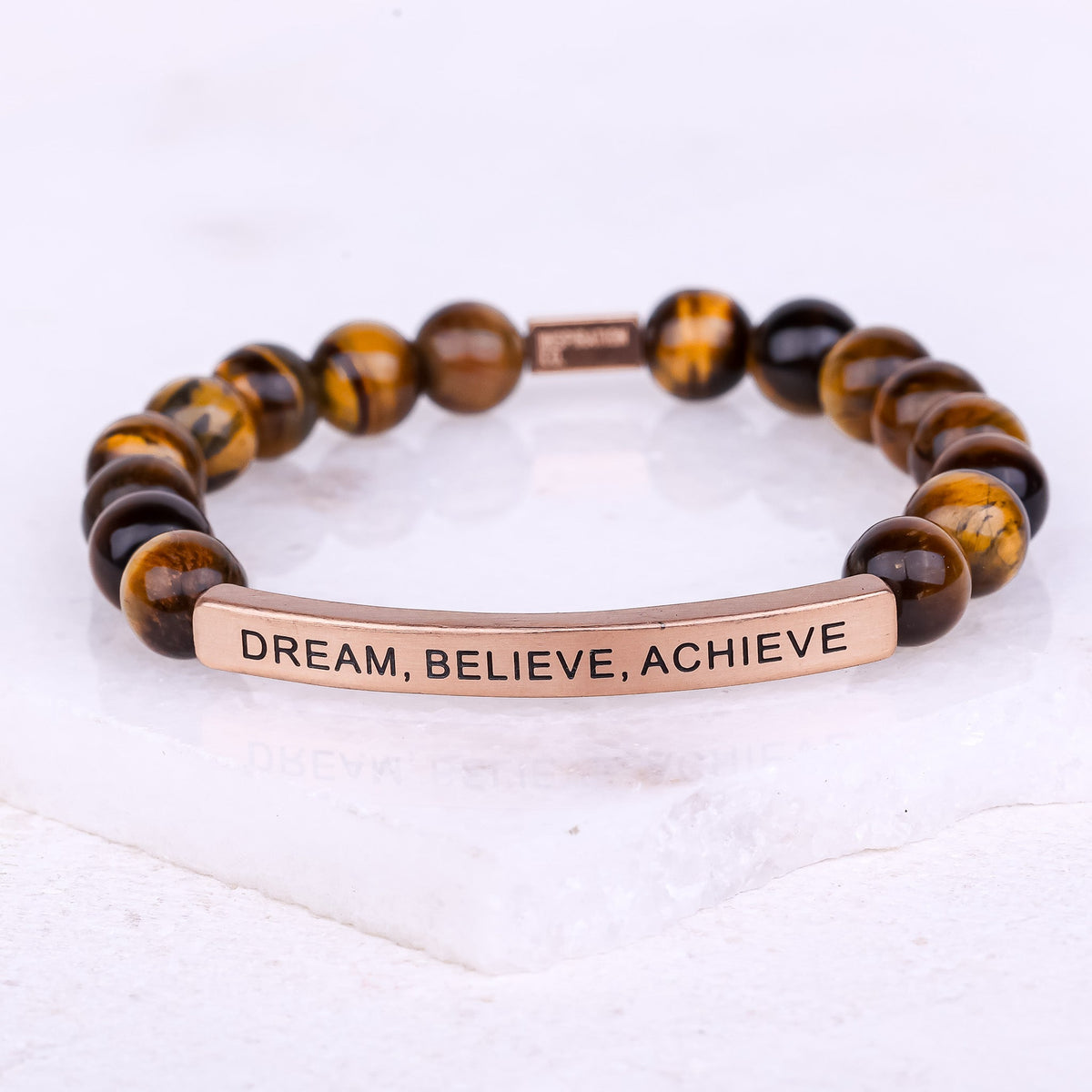 Tiger eye bracelet with engraved message