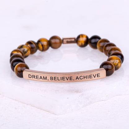Tiger eye bracelet with engraved message