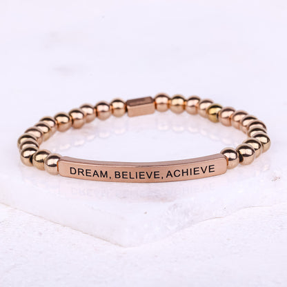 Rose gold beaded bracelet made in USA