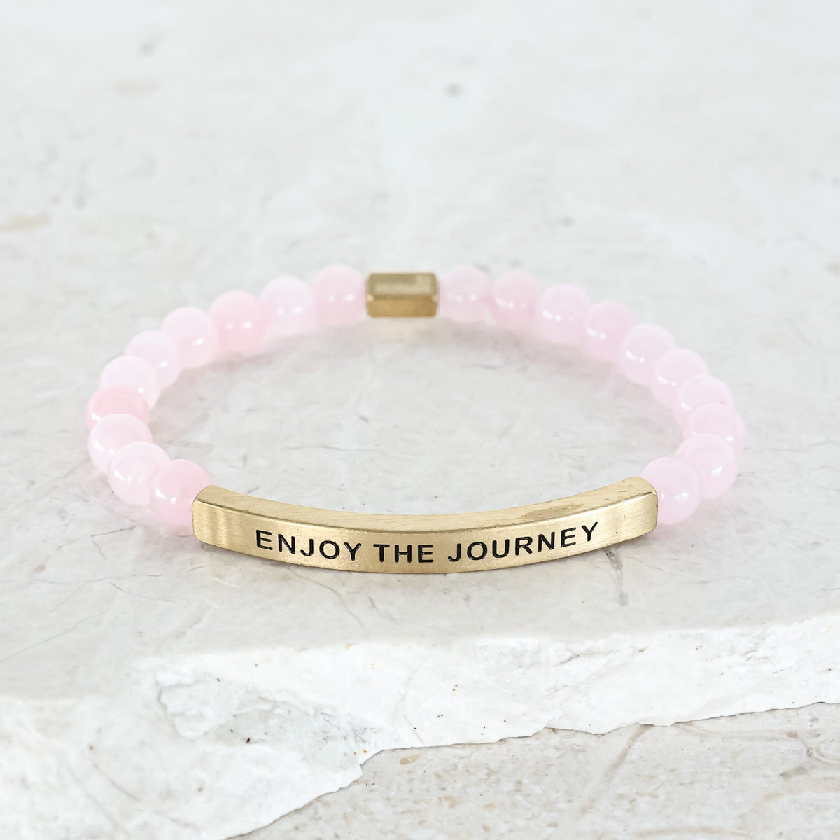 Engraved beaded quartz bracelet