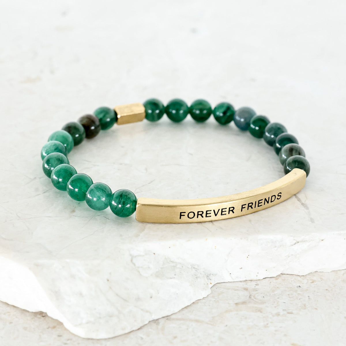Engraved meaningful beaded friendship bracelet