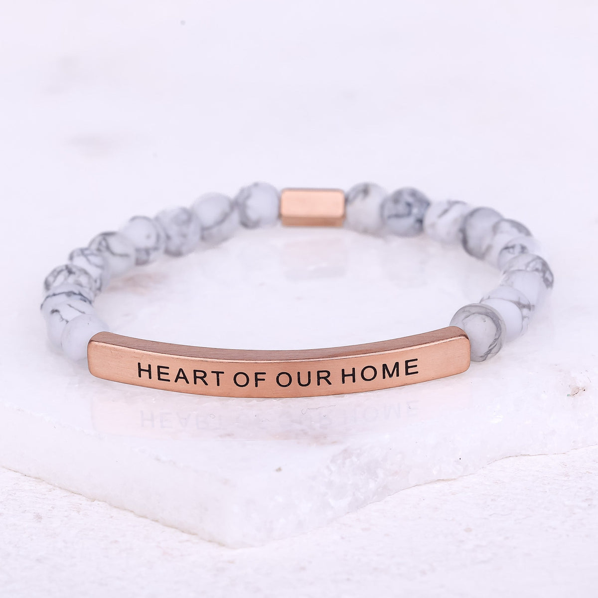 earth stone engraved beaded bracelet