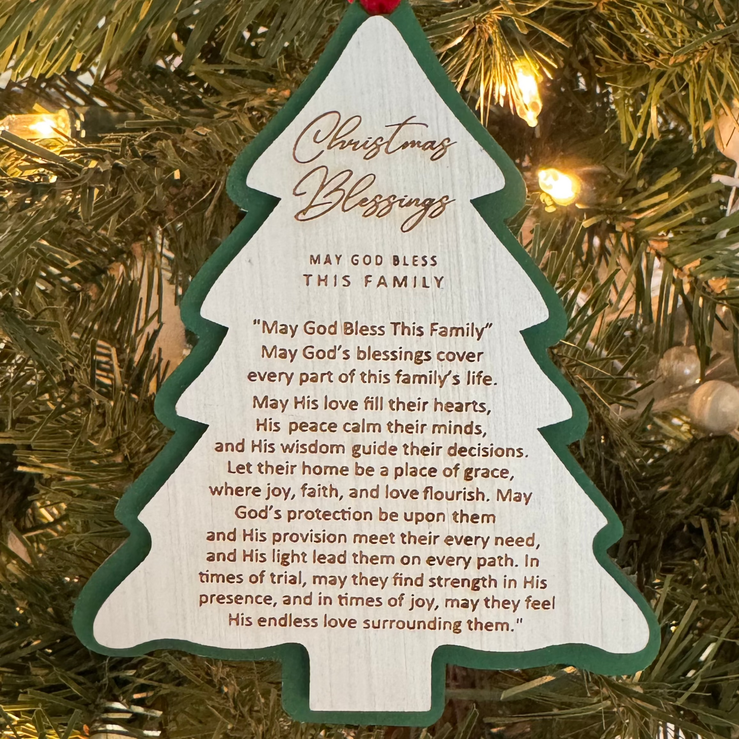 May God Bless This Family - Christmas Blessings Ornament