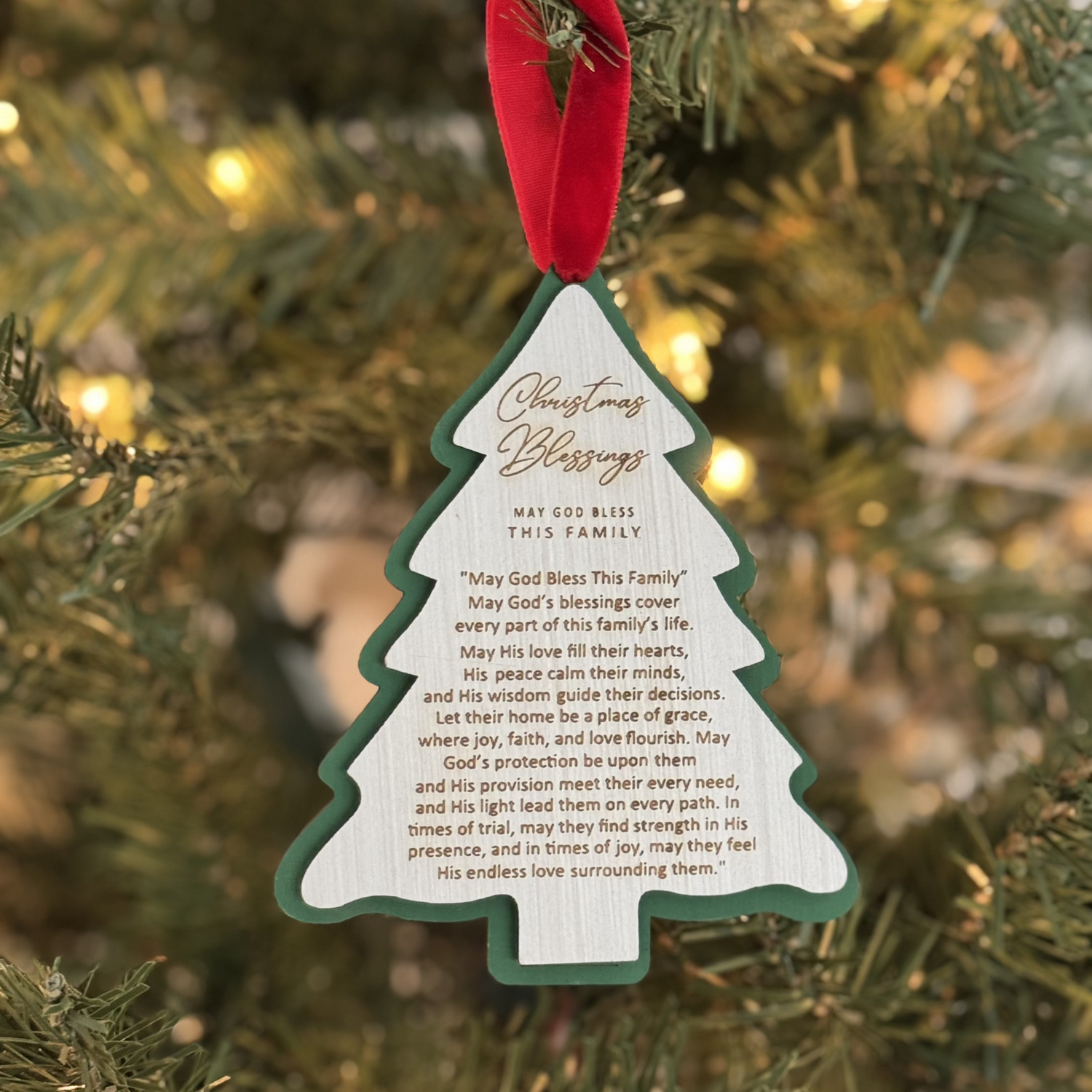 May God Bless This Family - Christmas Blessings Ornament