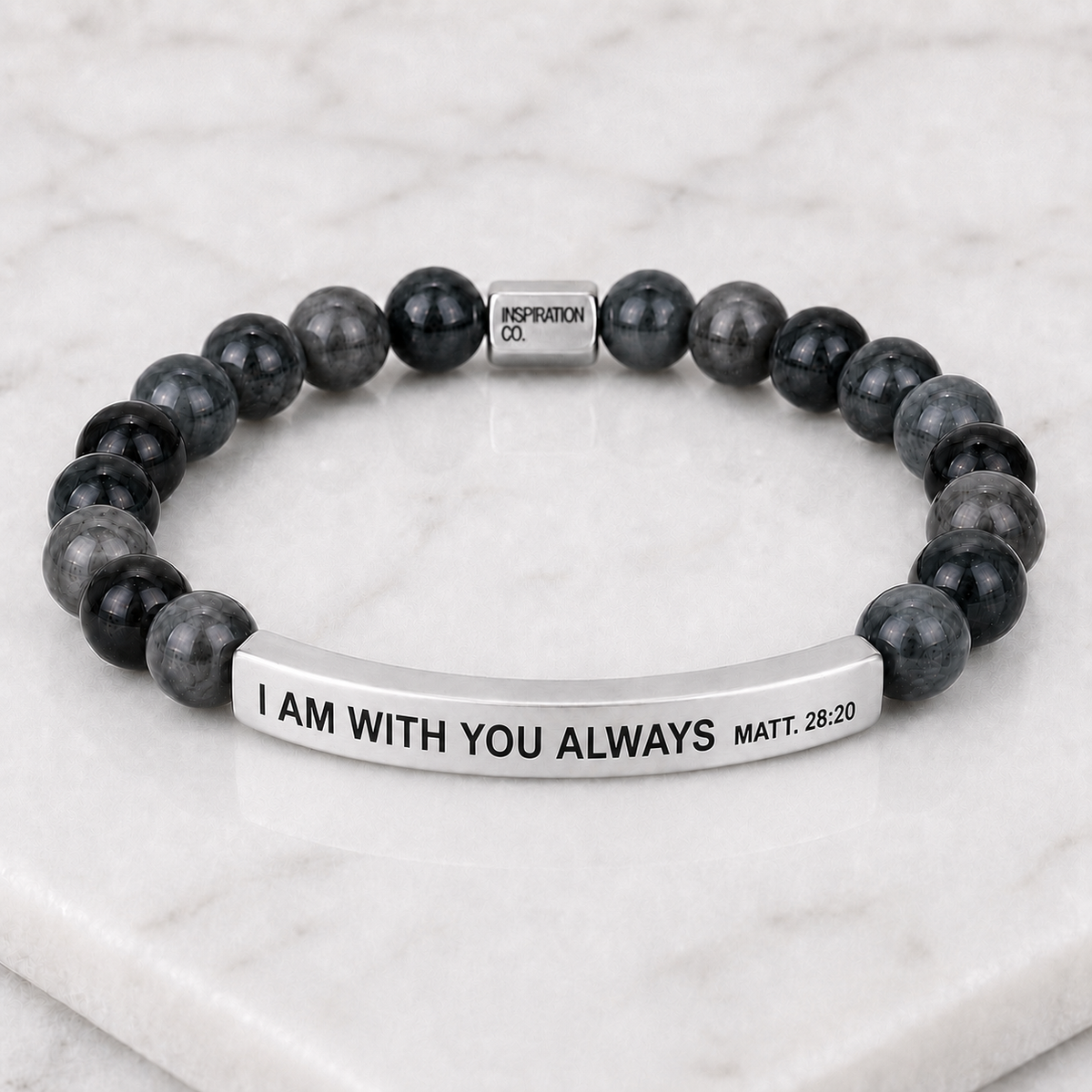 beaded stretch bracelet with engraving