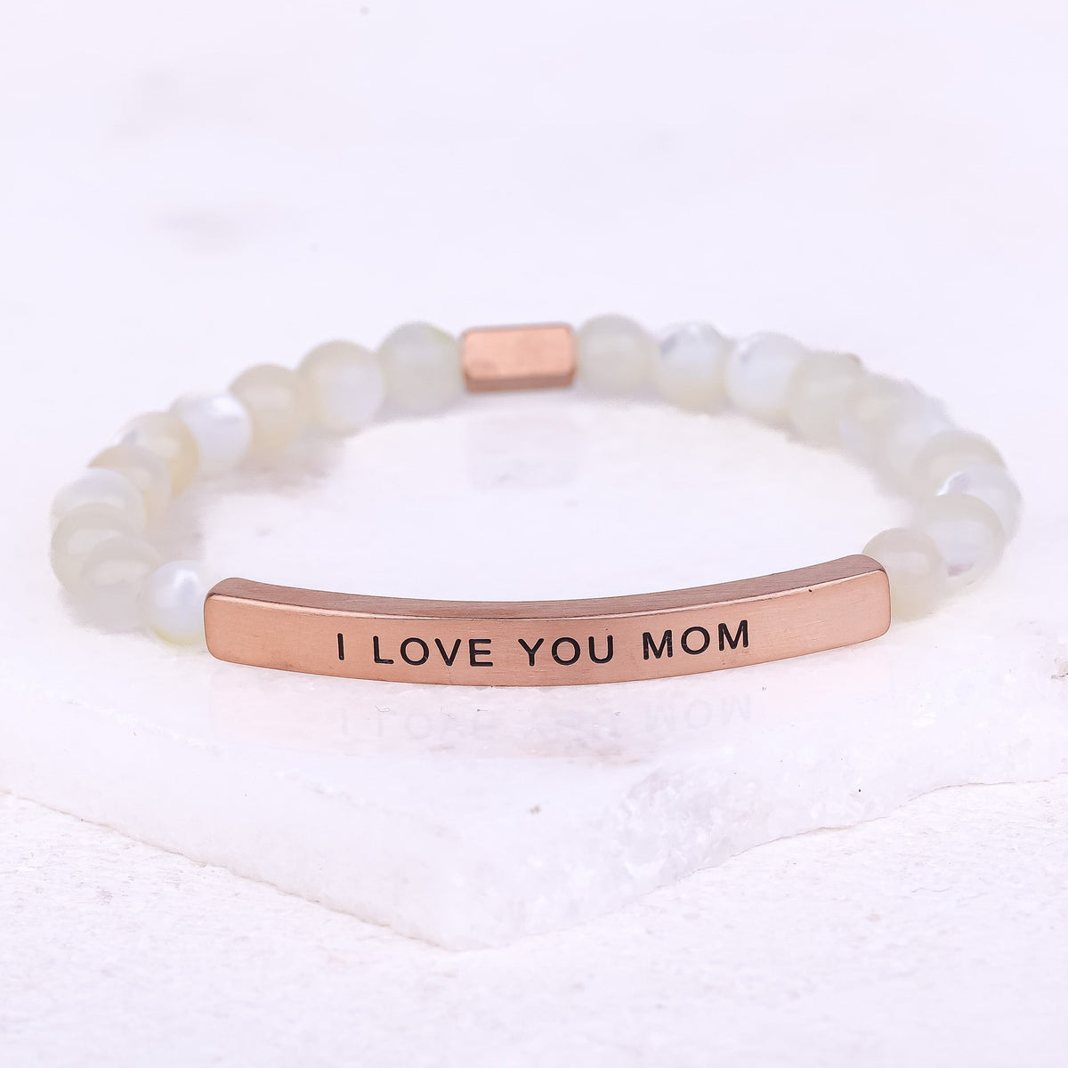 beaded engraved inspirational bracelet
