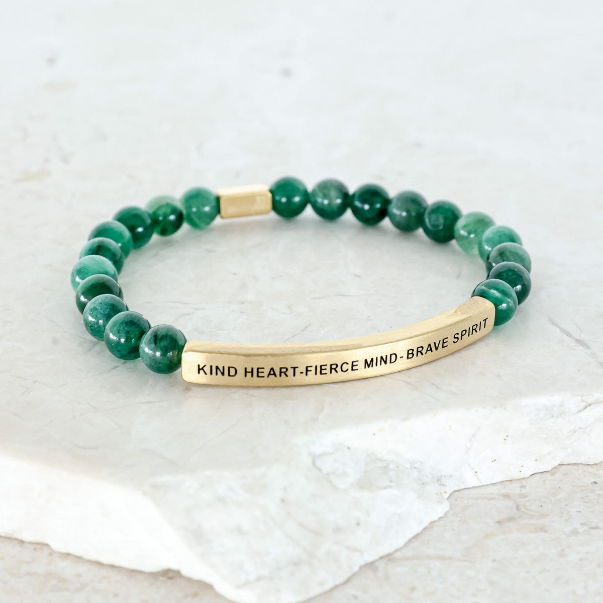 Empowerment bracelet engraved with Kind Heart Fierce Mind Brave Spirit