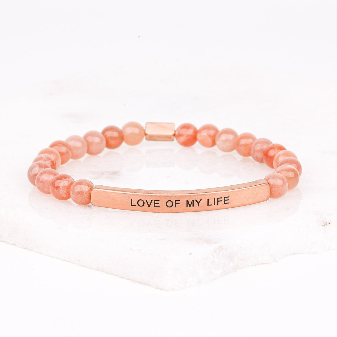 Love of My Life beaded bracelet with engraved inspirational message