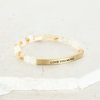LOVE YOU MORE - Inspiration Co.Meaningful gift bracelet with LOVE YOU MORE inscription and gemstone beads