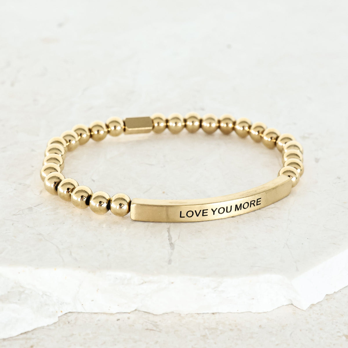 GOLD BEADED ENGRAVED BRACELET GIFT FOR WIFE