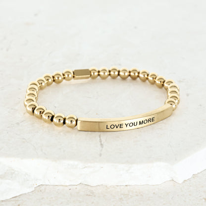 GOLD BEADED ENGRAVED BRACELET GIFT FOR WIFE