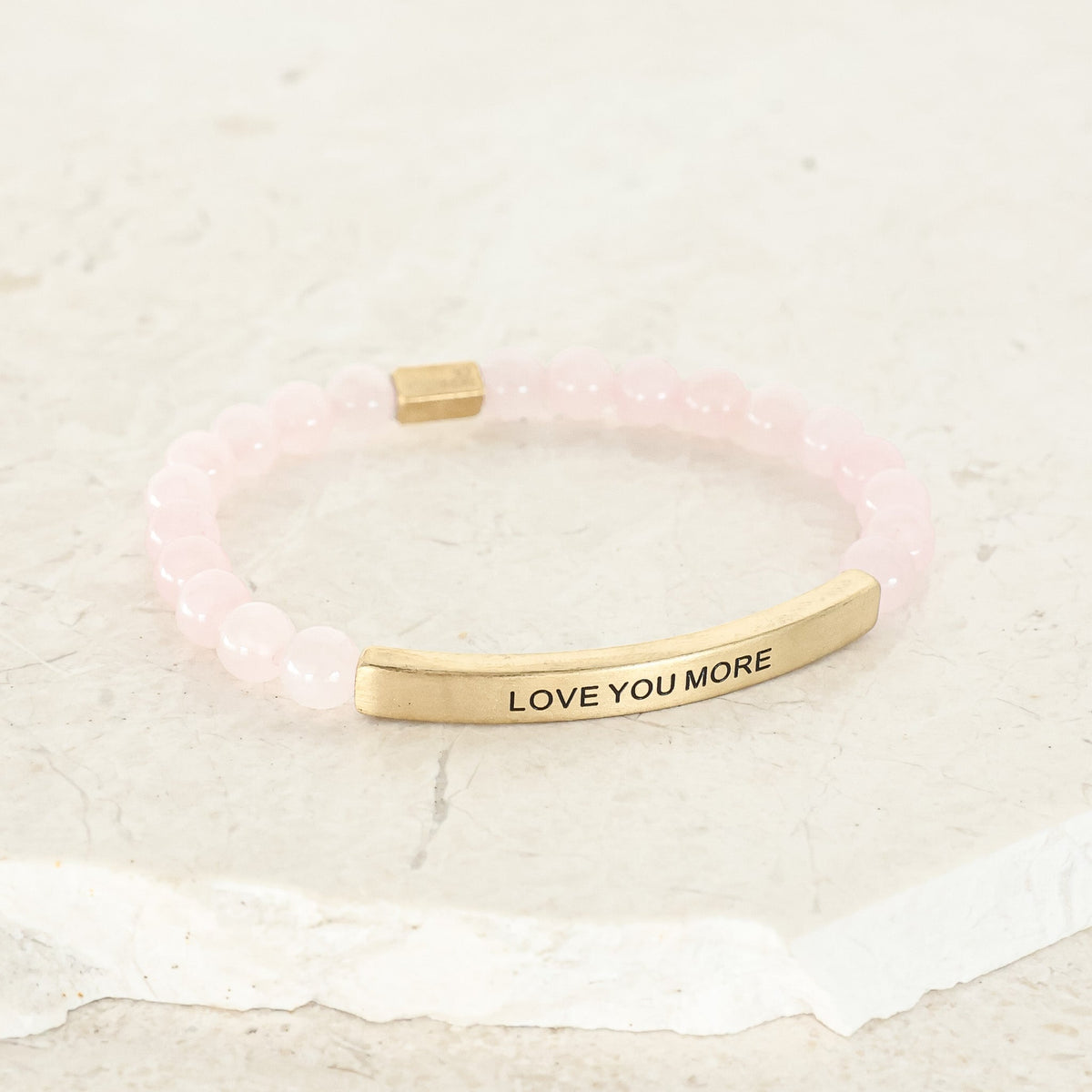 QUARTZ BEADED ENGRAVED INSPIRATIONAL BRACELET