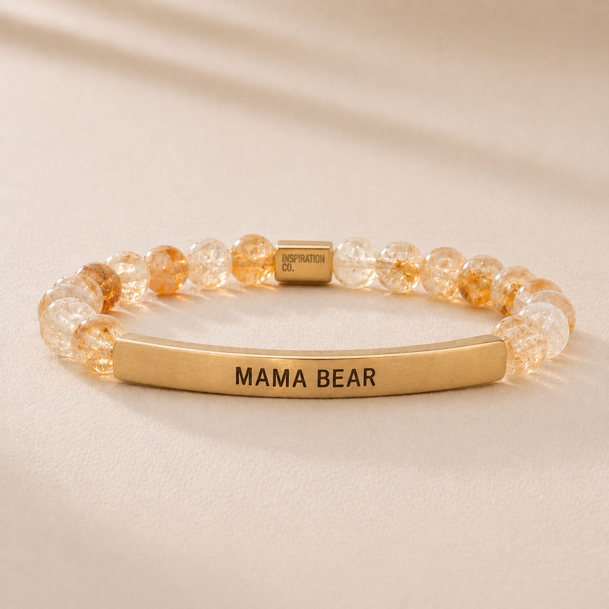 Mama Bear beaded bracelet for mom with engraved message